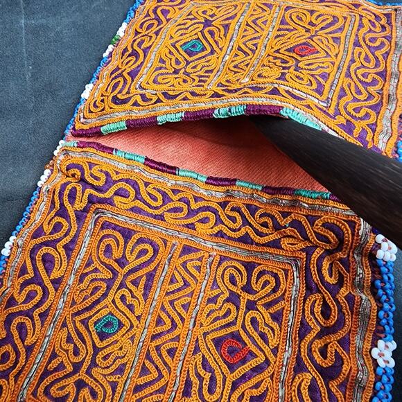 Kuchi Embroidered Pouch Wallet Central Asian Handmade Beaded 11"x5" - Picture 5 of 7